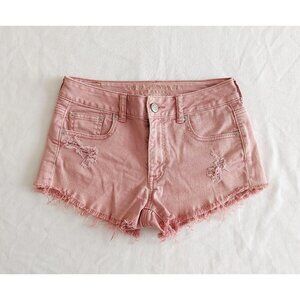 American Eagle Women's Pink Cut Off Shorts Size 2 Distressed Stretch
